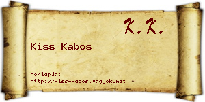 Kiss Kabos névjegykártya